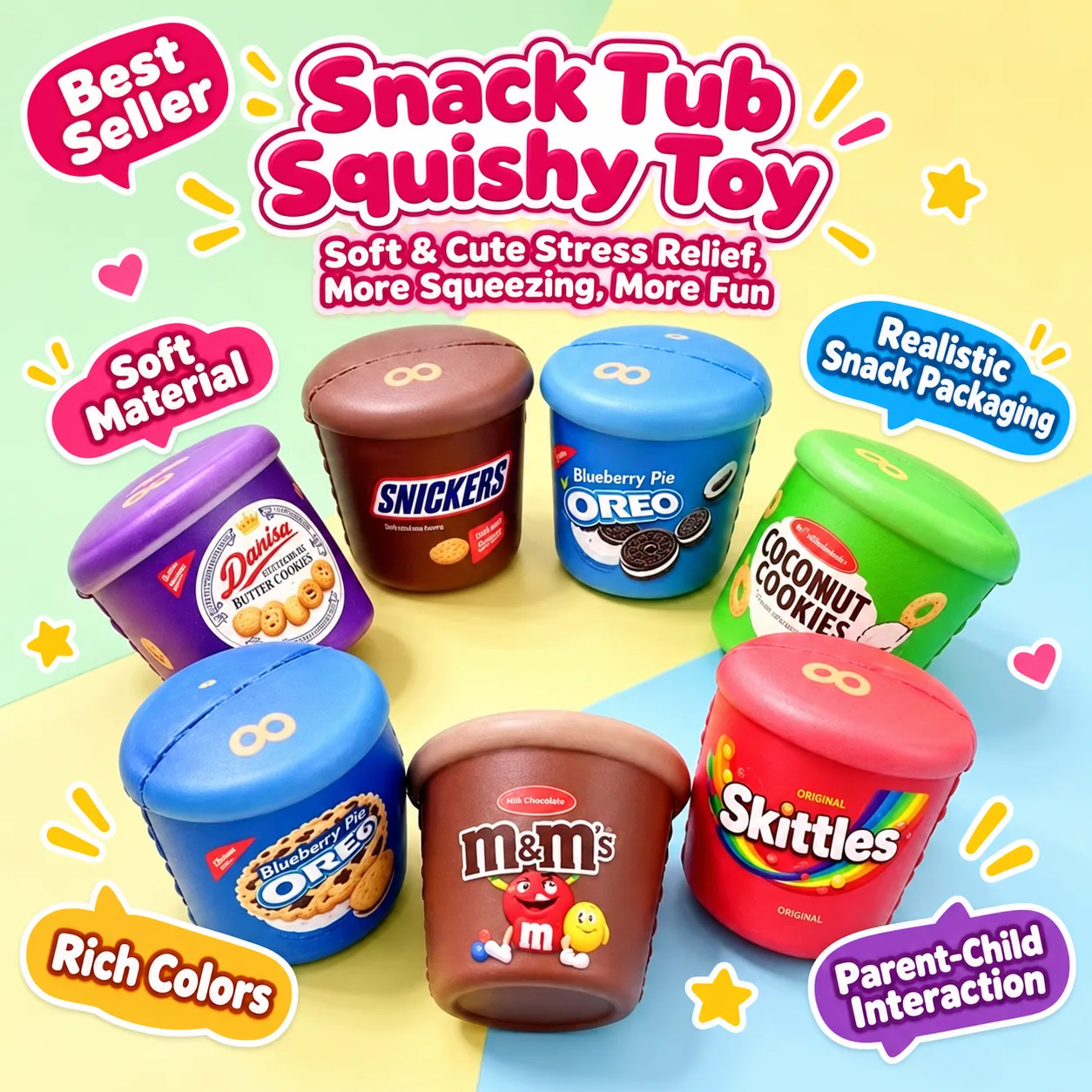 Snack Tub Squishy Toy PU Soft Stress Relief Toy Wholesale Squishy Toy 2