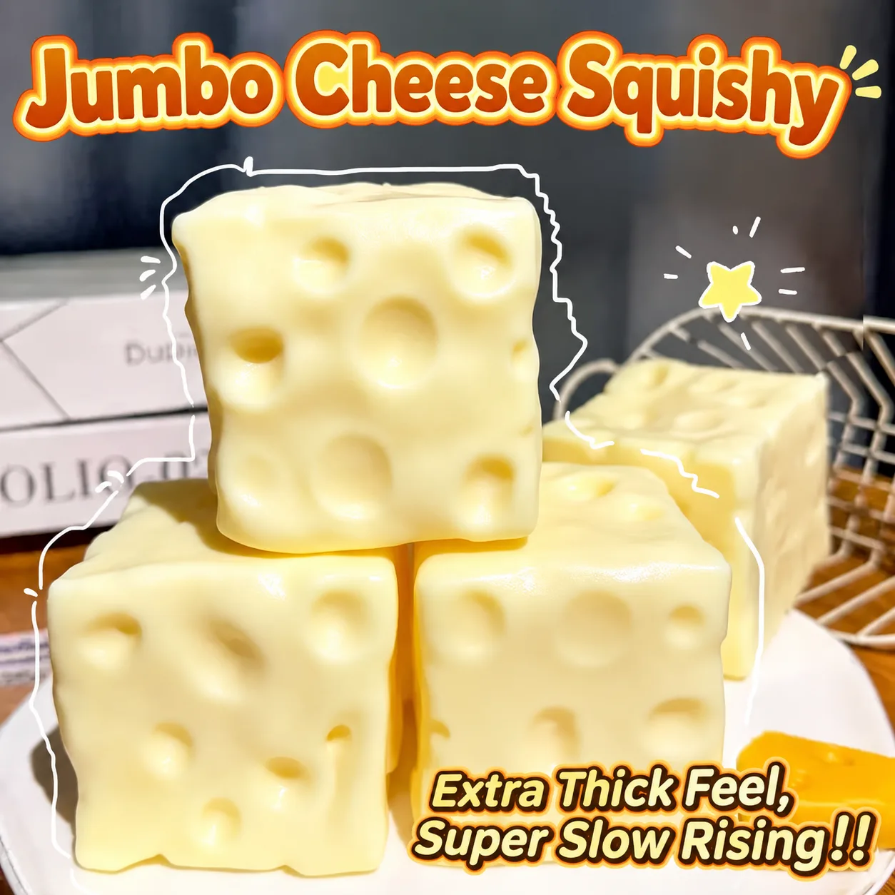 Cheese Squishy Toy / Cheese Block Shape Slow Rising Squishy Toy