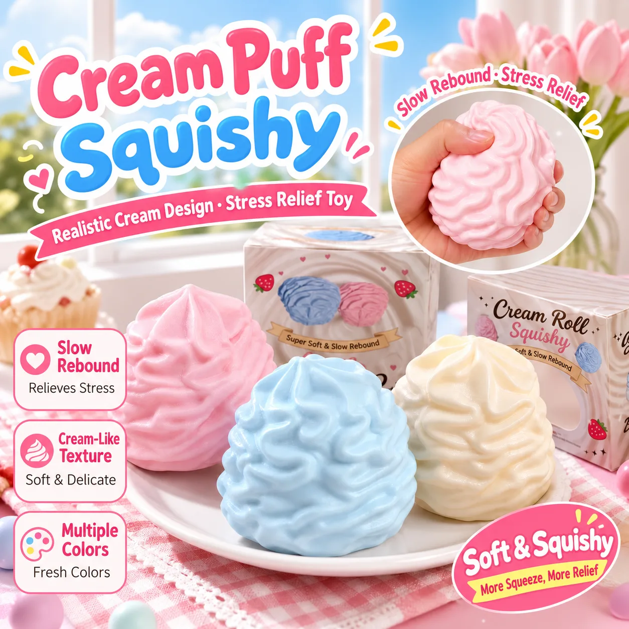 Whipped Cream Squishy Toy / Cream Shape Slow Rising Squishy Toy