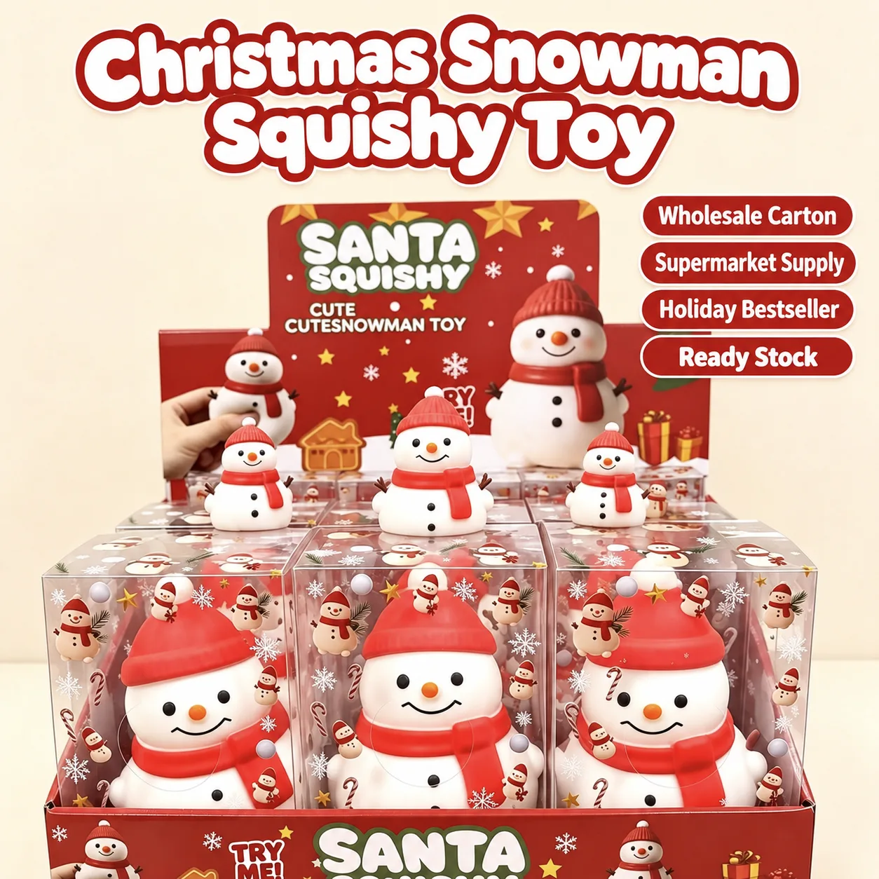 Christmas Snowman Squishy Toy Soft Stress Relief Holiday Gift Wholesale Squishy Toy 3