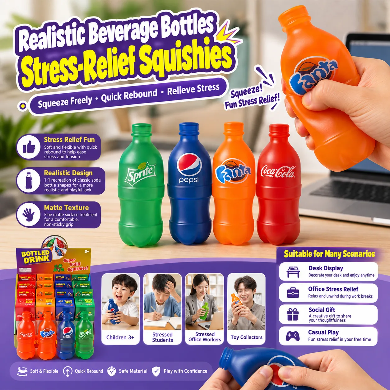 Colorful Soda Bottle Squishy Toy