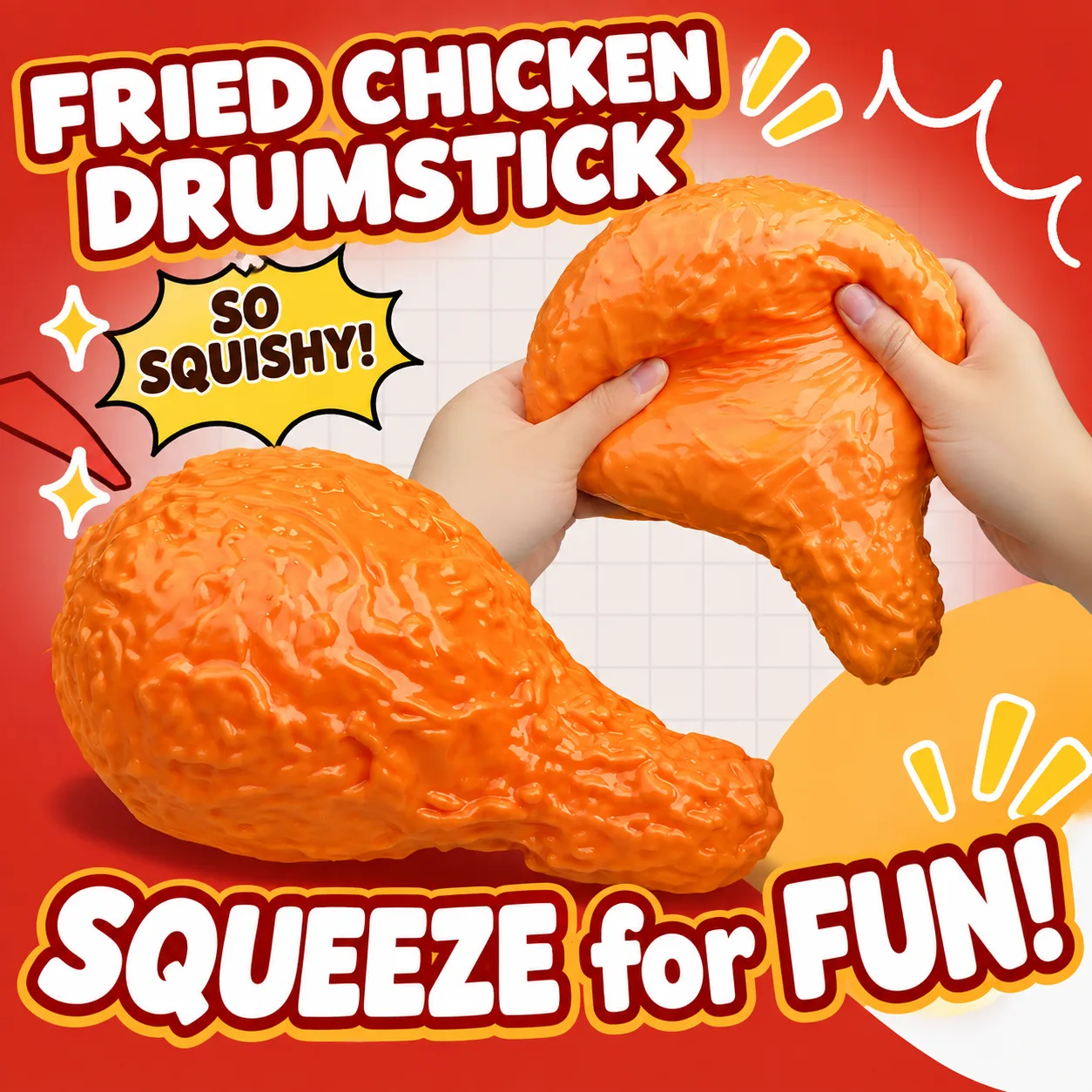 Large Fried Chicken Drumstick Squishy Toy