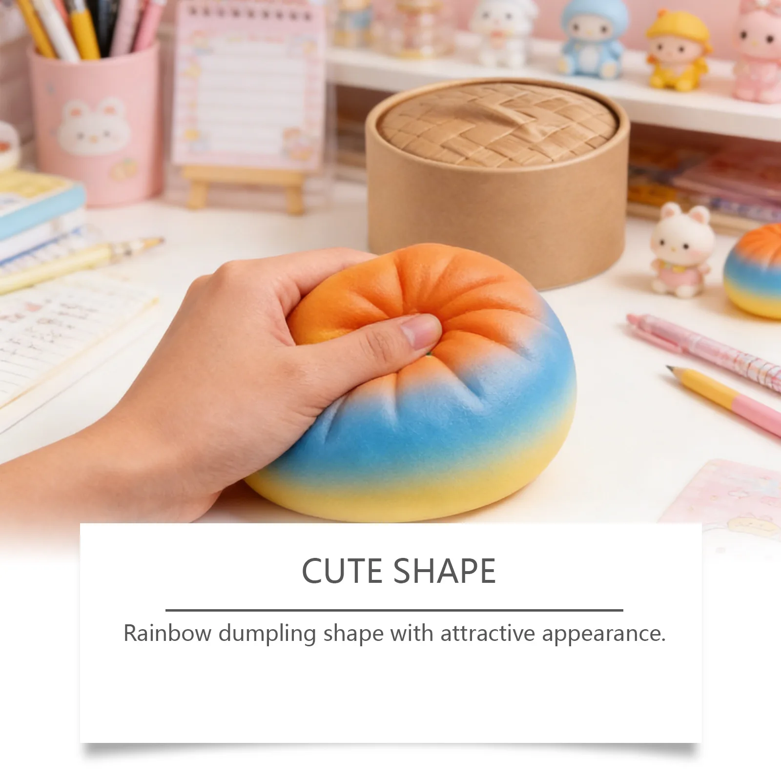 Rainbow Gradient Steamed Bun Dumpling Squishy Toy Soft TPR Stress Relief Toy Wholesale Squishy Toy 8