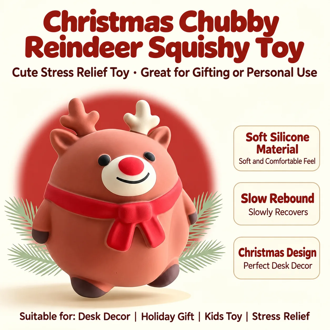 Christmas Chubby Reindeer Squishy Toy Slow Rising Stress Relief Toy Wholesale Christmas Chubby Reindeer Squishy Toy Slow Rising Stress Relief Toy Wholesale Squishy Toy