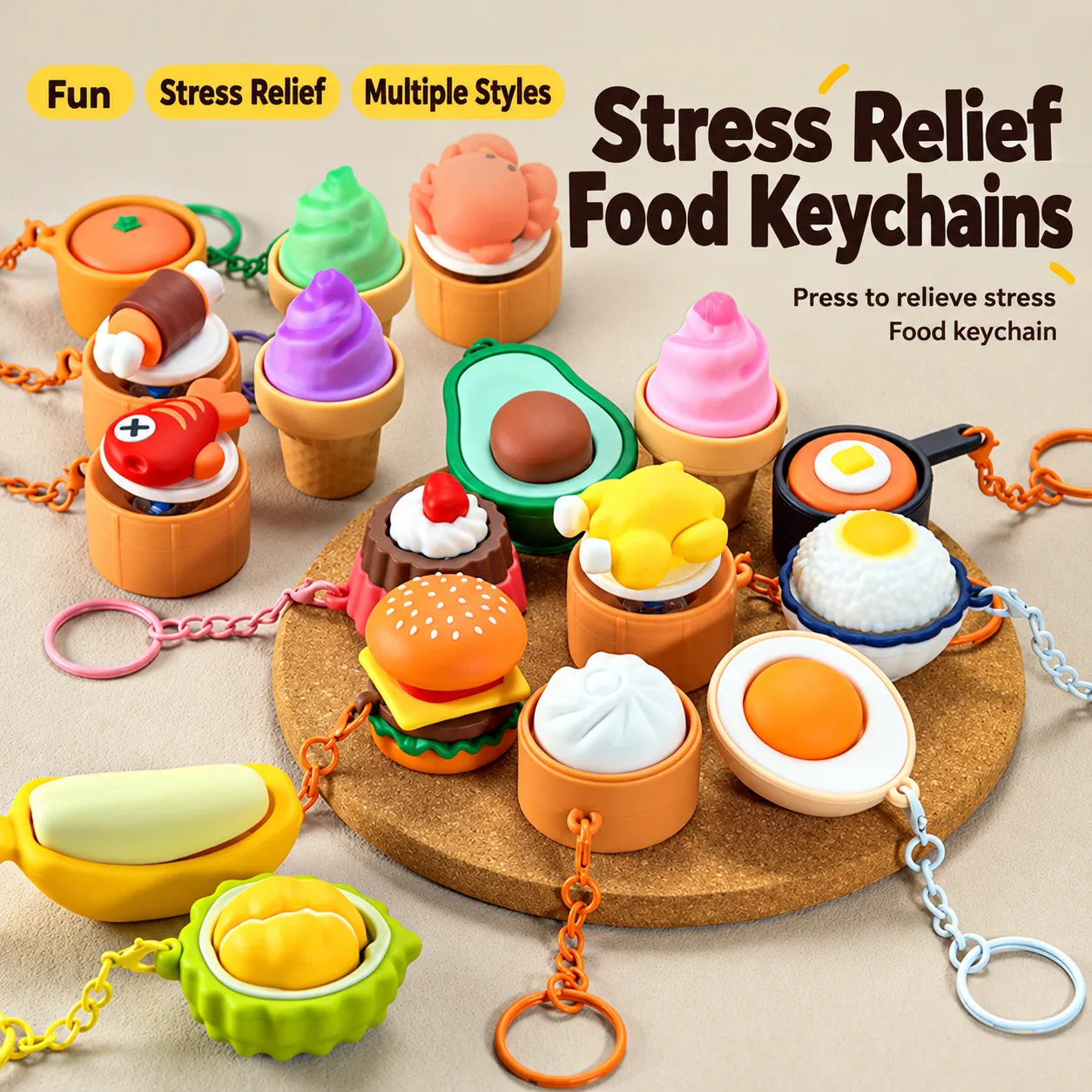 Realistic Steamed Bun & Fruit Squishy Keychain Toy Wholesale Realistic Steamed Bun & Fruit Squishy Keychain Toy Wholesale Squishy Toy