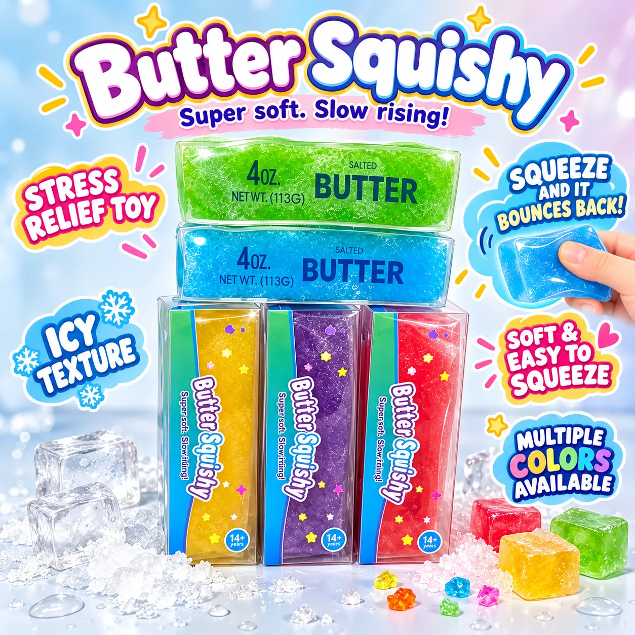 Butter Stick Squishy Toy Soft Slow Rising Stress Relief Toy with Glitter Beads Wholesale Squishy Toy 8