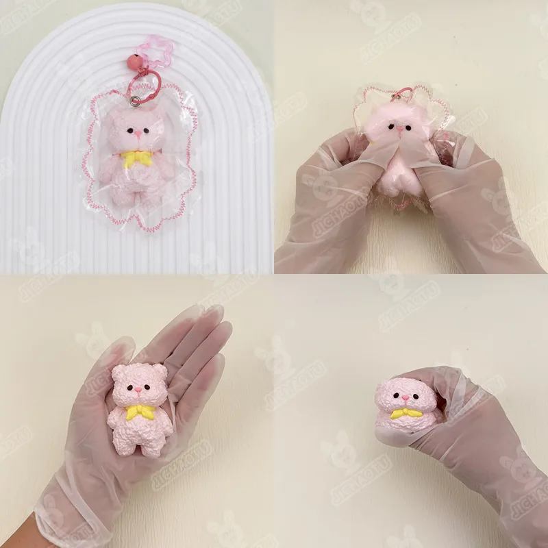 Fluffy Bear Squishy Keychain Toy Slow Rising Stress Relief Toy Wholesale Squishy Toy 2