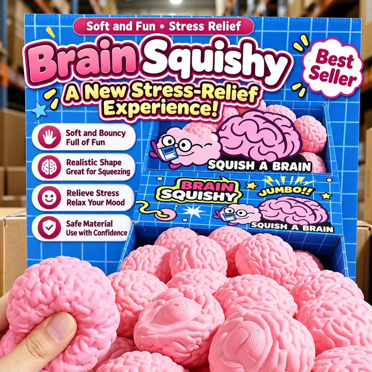 Jumbo Brain Squishy Toy 15cm Quick Rebound Stress Relief Squeeze Ball Wholesale Squishy Toy 3