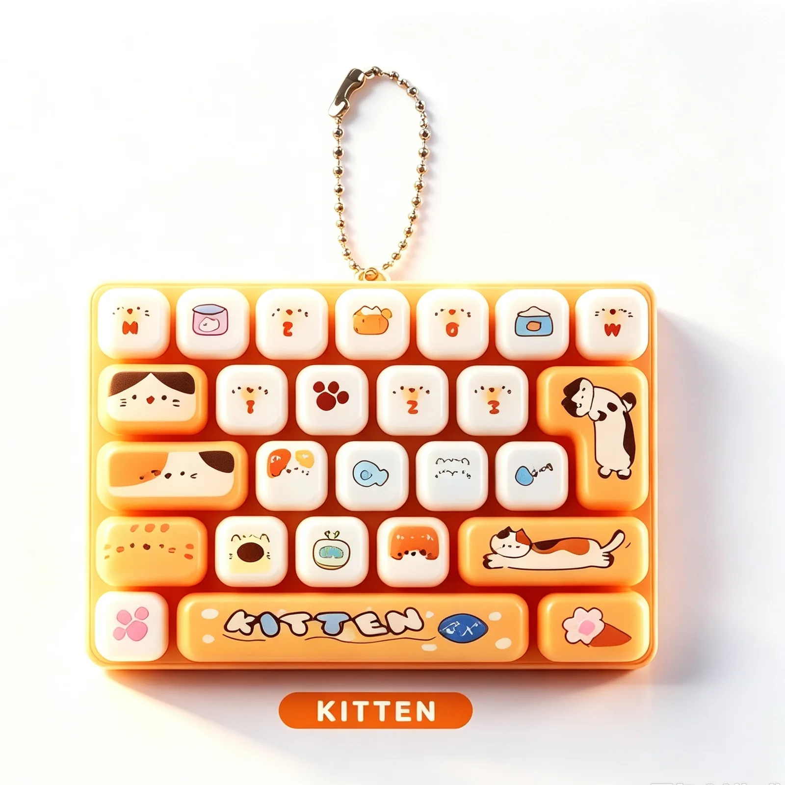 26-Key Keyboard Fidget Toy with Keychain - Animal Theme Mechanical Keyboard Stress Relief Keychain Wholesale Squishy Toy 4