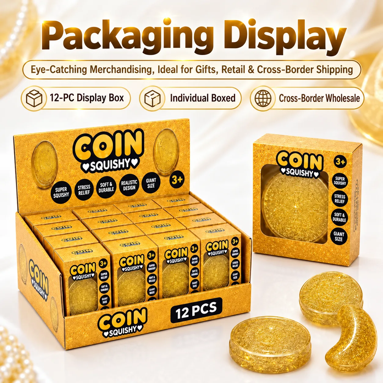 Gold Coin Glitter Squishy Toy Wholesale Squishy Toy 6