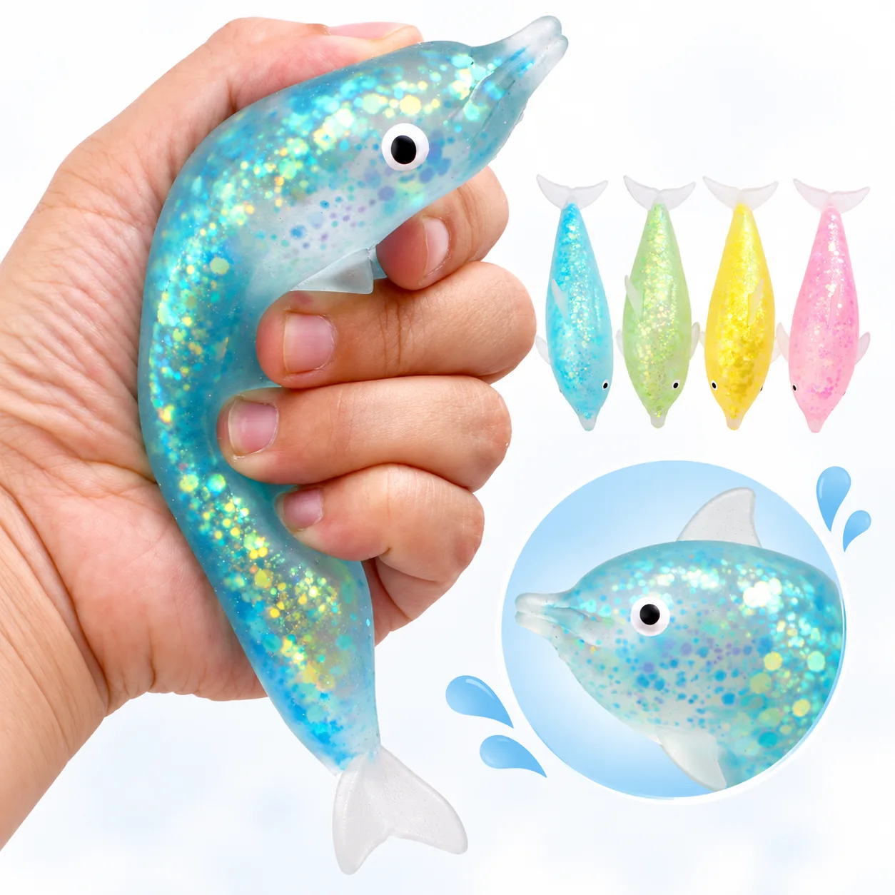 Maltose Dolphin Squishy Toy Glitter-Filled Stress Relief Toy Wholesale Squishy Toy 3