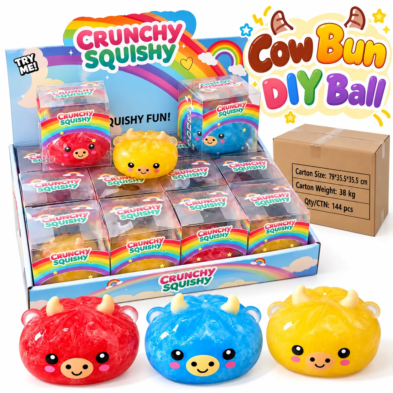 Cow Bun Ice Slush DIY Squishy Ball Crunchy Stress Relief Toy Wholesale Squishy Toy 4