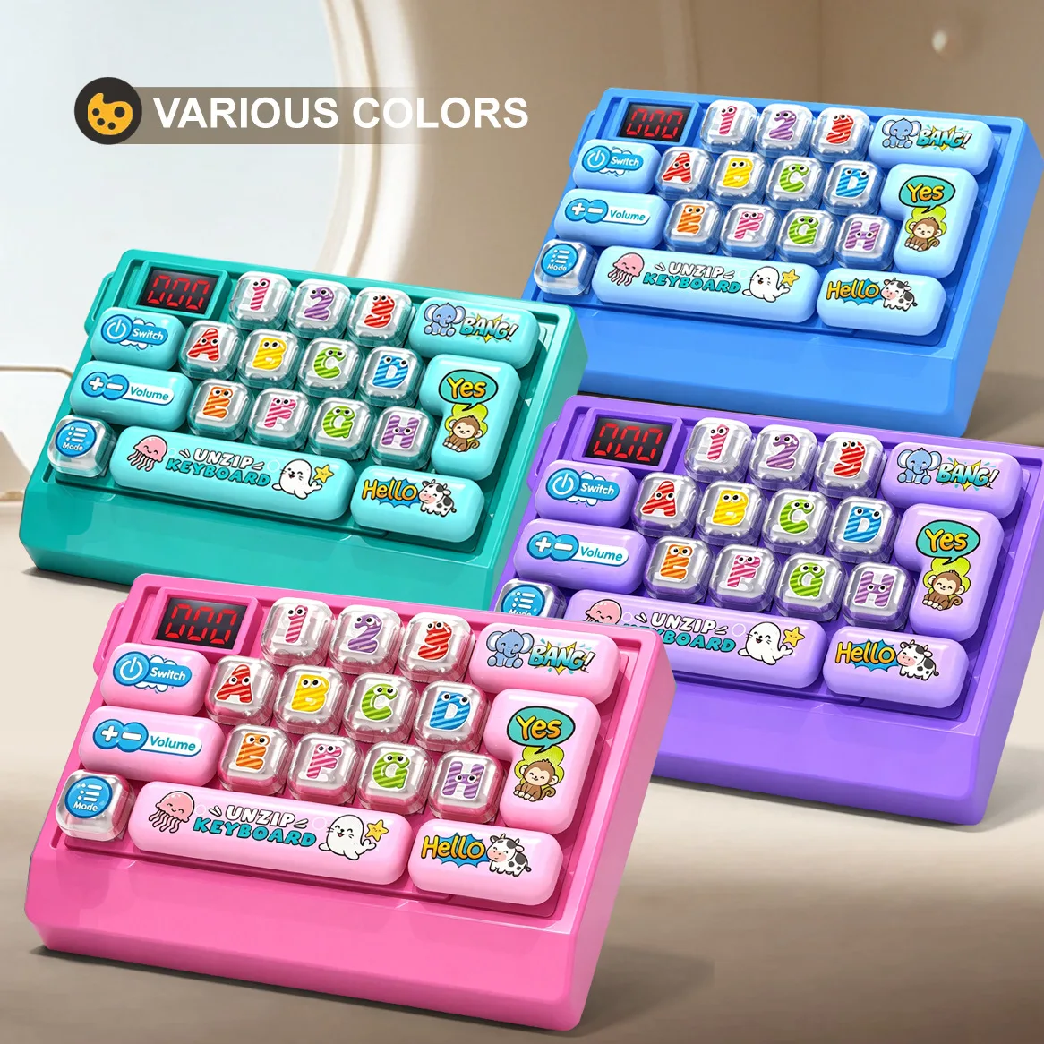 UNZIP Keyboard Squishy Toy Interactive LED Music Keyboard Keychain Pendant