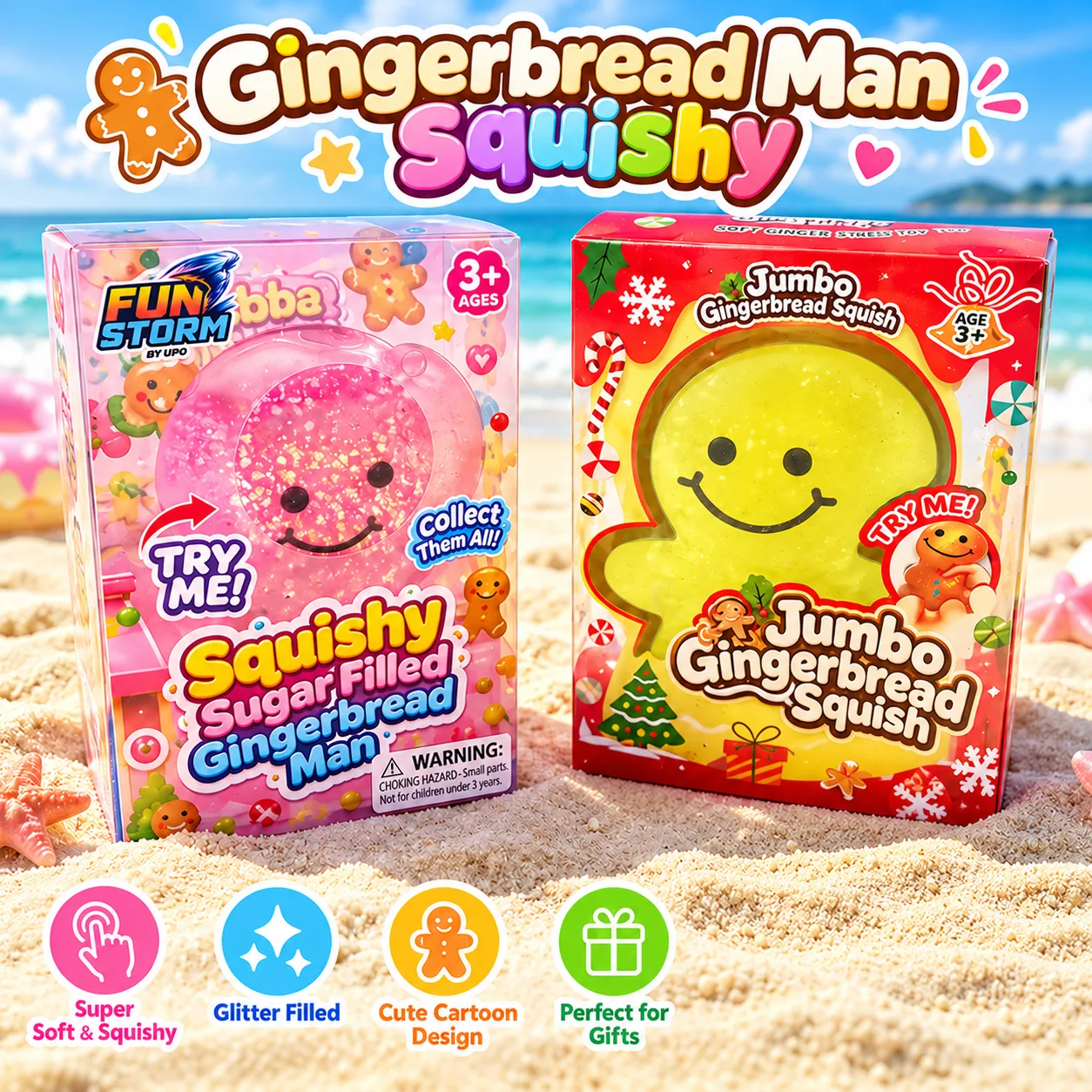 Jumbo Christmas Glitter Gingerbread Man Squishy Toy Wholesale Squishy Toy 9
