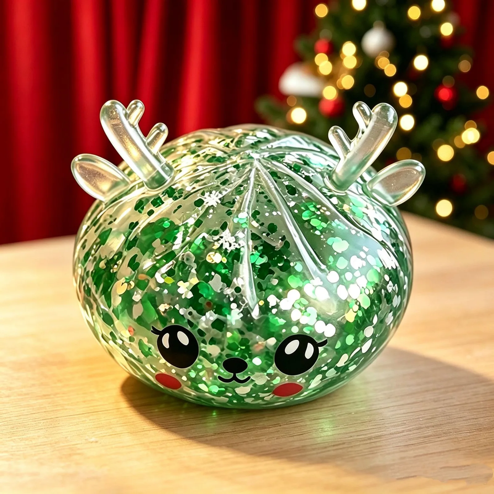 Christmas Reindeer Glitter Squishy Bun Stress Relief Toy Wholesale Squishy Toy 3