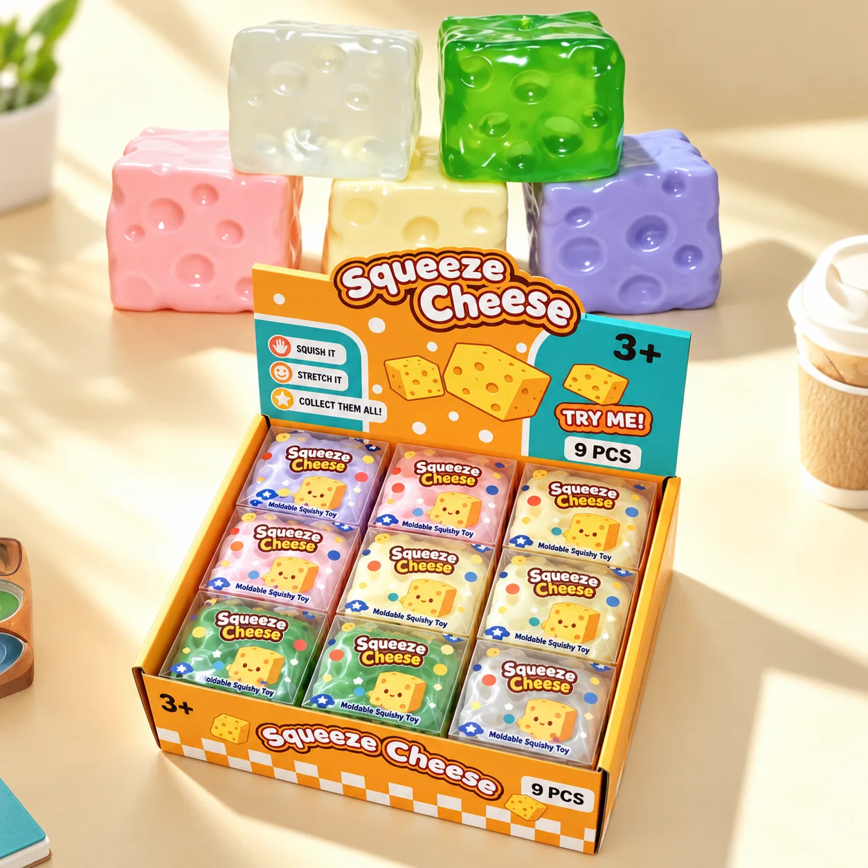 Moldable Milk Cheese Squishy Toy Jelly Cube Stress Relief Toy Wholesale Squishy Toy 10