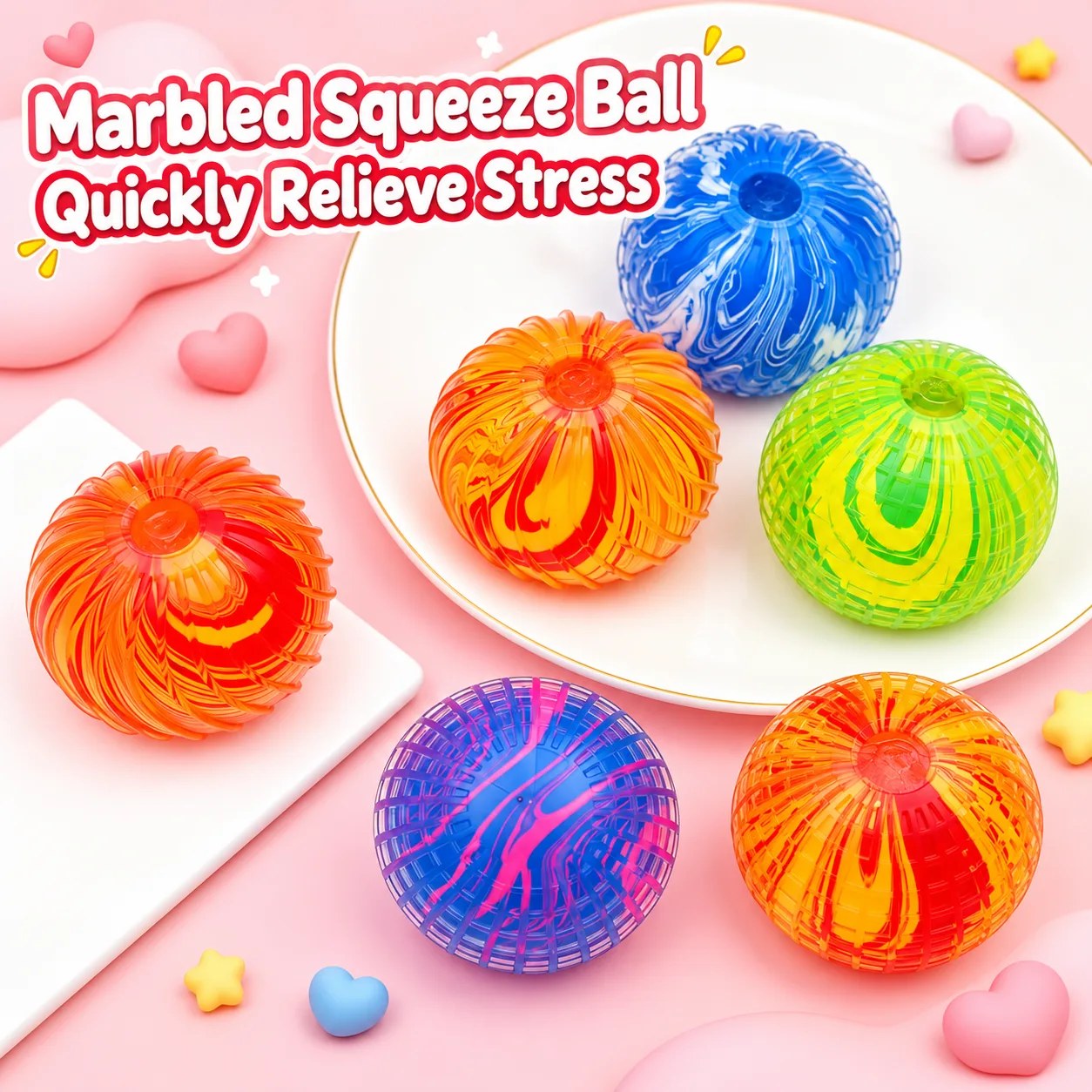 Marbled Squishy Stress Ball Soft TPR Slow Rebound Hand Grip Toy Wholesale Squishy Toy 7