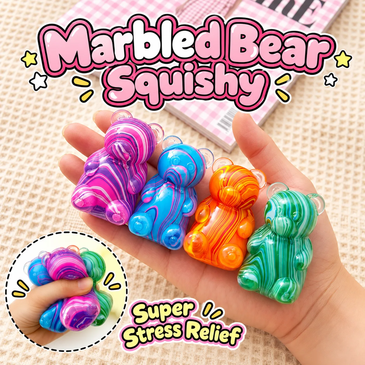 Marbled Bear Squishy Toy Soft Slow-Rising Stress Relief Toy Wholesale Squishy Toy 6