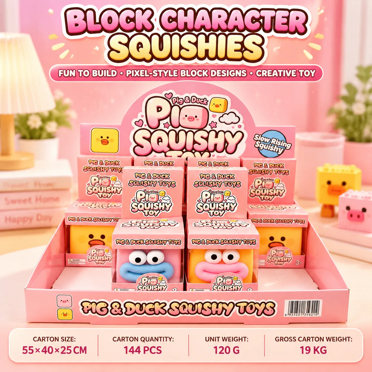 Block Character Face Squishy Toy Slow-Rising TPR Stress Relief Toy Wholesale Squishy Toy 4
