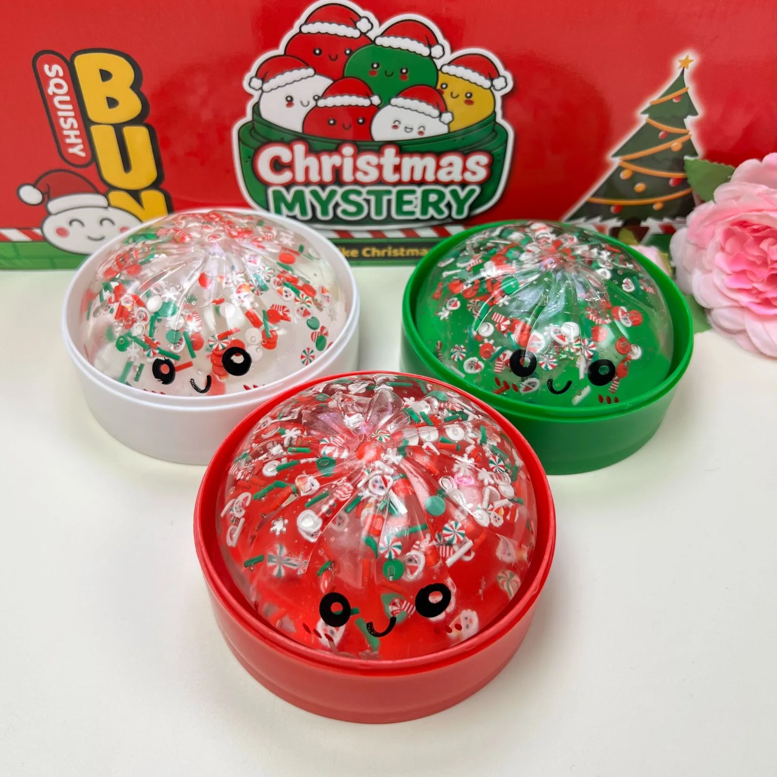 Christmas Mystery Squishy Bun Toy with Confetti Dome Wholesale Squishy Toy 2