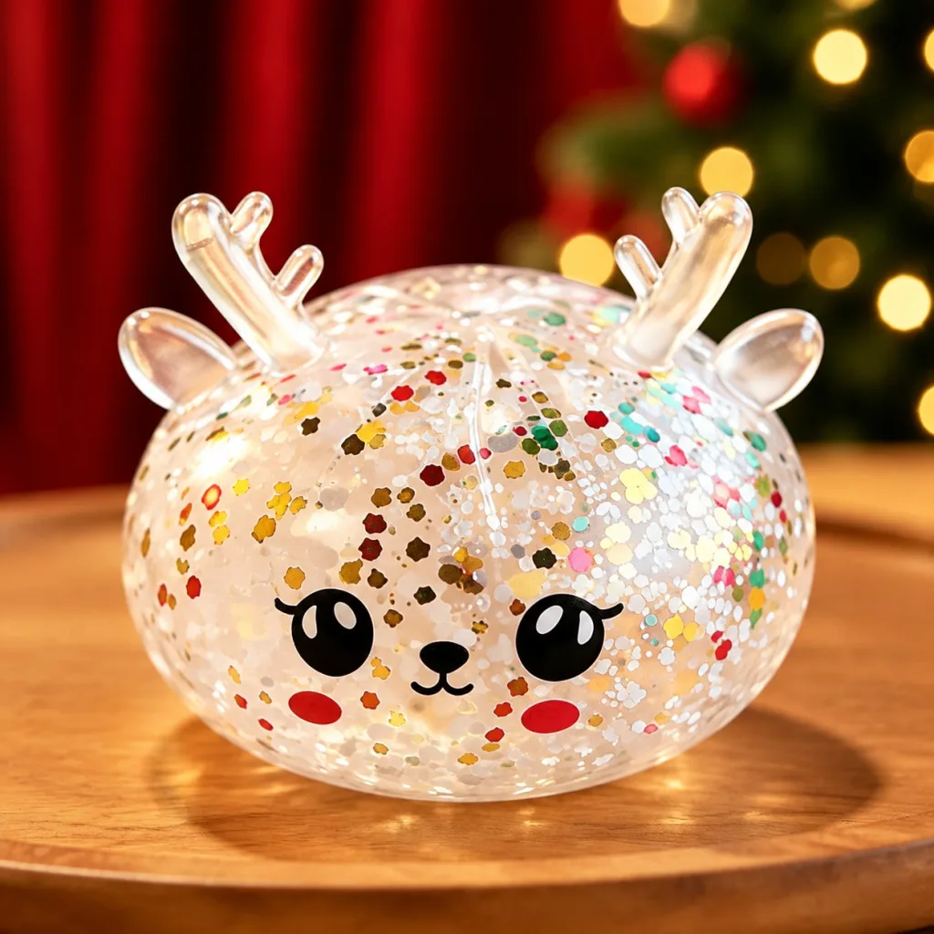 Christmas Reindeer Glitter Squishy Bun Stress Relief Toy Wholesale Squishy Toy 6