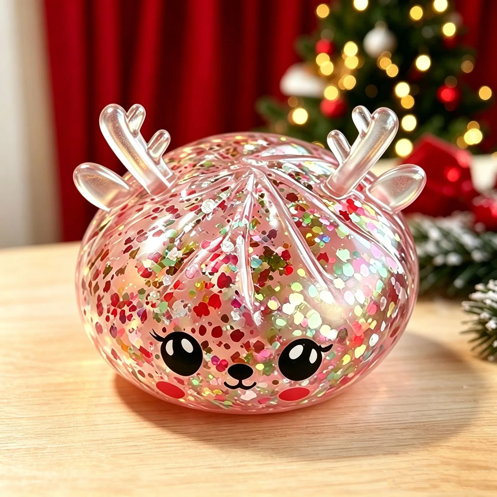 Christmas Reindeer Glitter Squishy Bun Stress Relief Toy Wholesale Squishy Toy 5