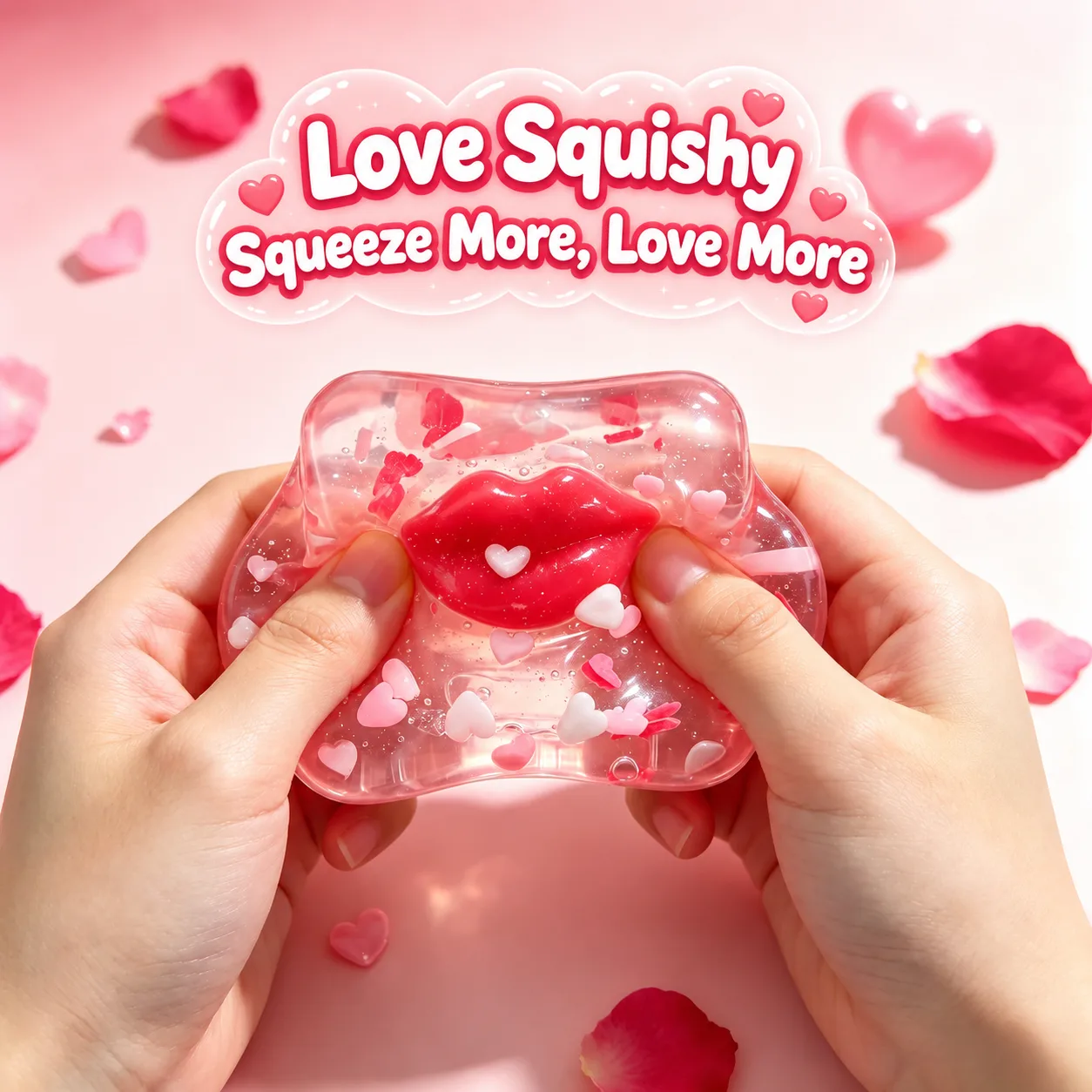 Valentine Red Lip Transparent Gel Squishy Cube Stress Relief Toy Wholesale Squishy Toy 3
