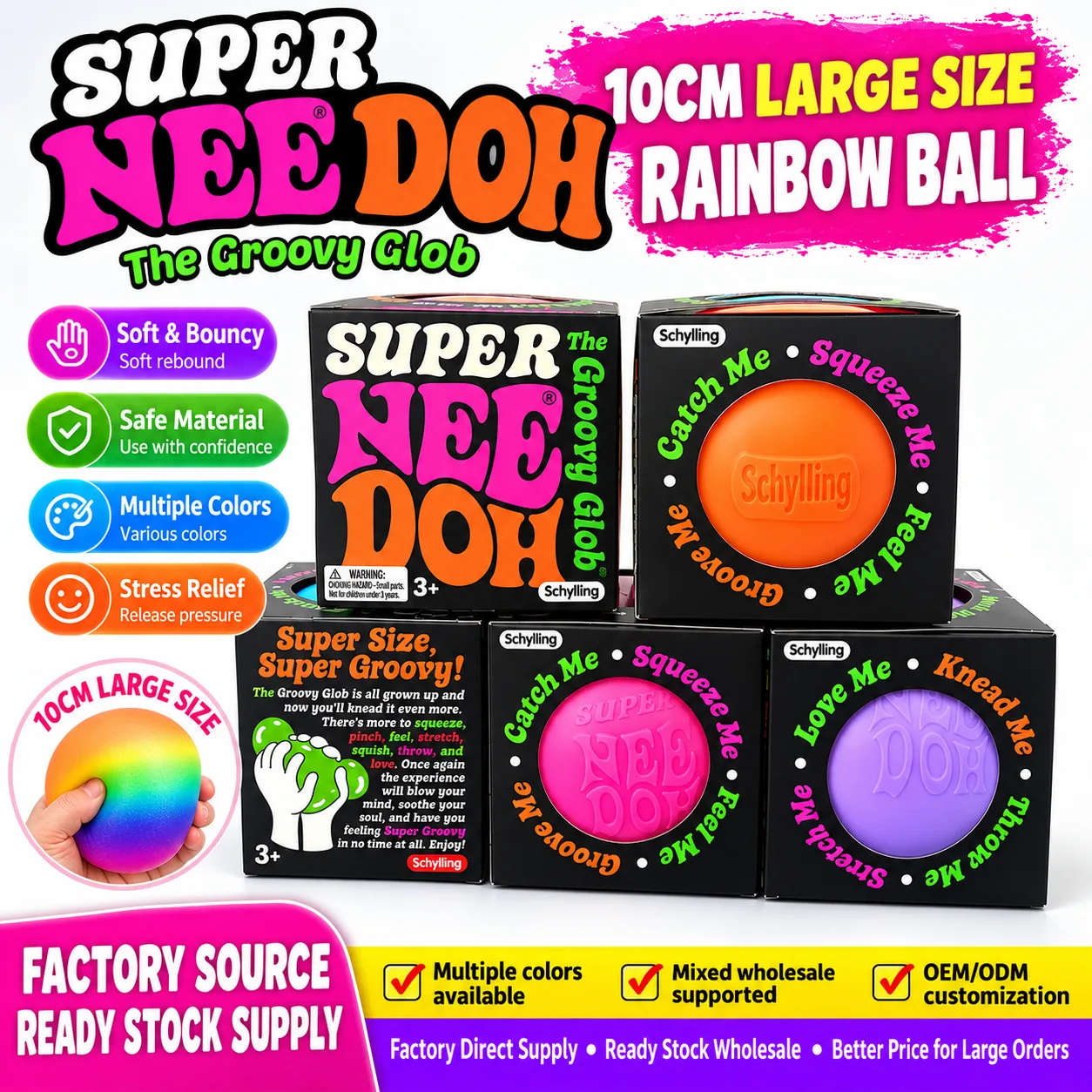 Super Nee Doh Large Squishy Stress Relief Ball Slow Rising Toy Wholesale Squishy Toy 3
