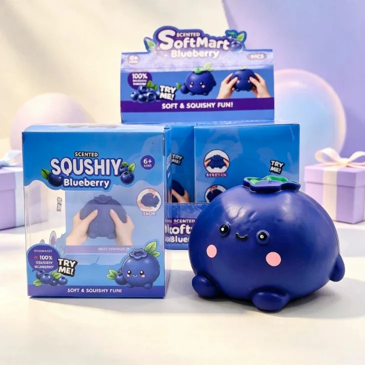 Large Realistic Blueberry Squishy Toy Soft Fruit Stress Relief Toy