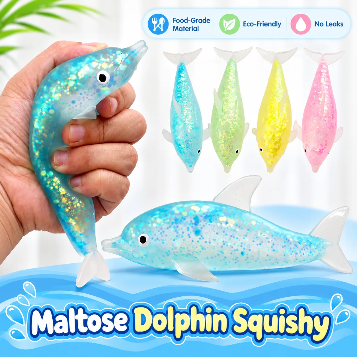 Maltose Dolphin Squishy Toy Glitter-Filled Stress Relief Toy Wholesale Maltose Dolphin Squishy Toy Glitter-Filled Stress Relief Toy Wholesale Squishy Toy