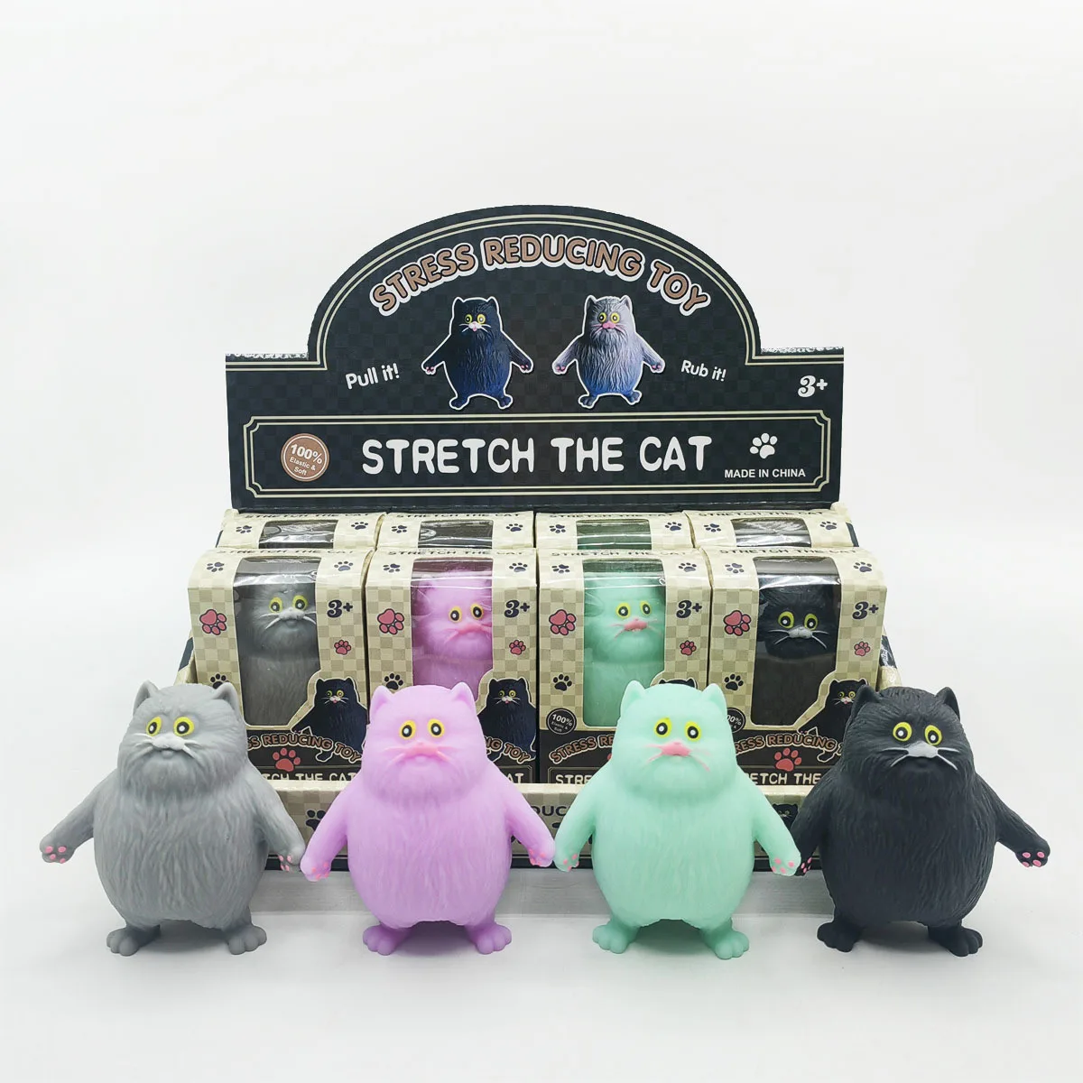 Stretch the Cat Squishy Toy - Chubby Stretchy Cat Stress Relief Toy