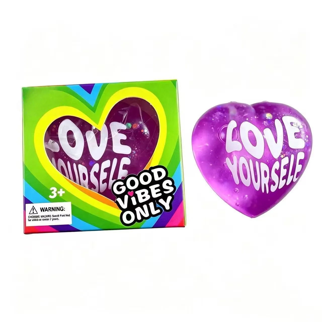Glitter Heart Squishy Toy with Inspirational Phrases Slow Rebound Stress Relief Toy Wholesale Squishy Toy 6