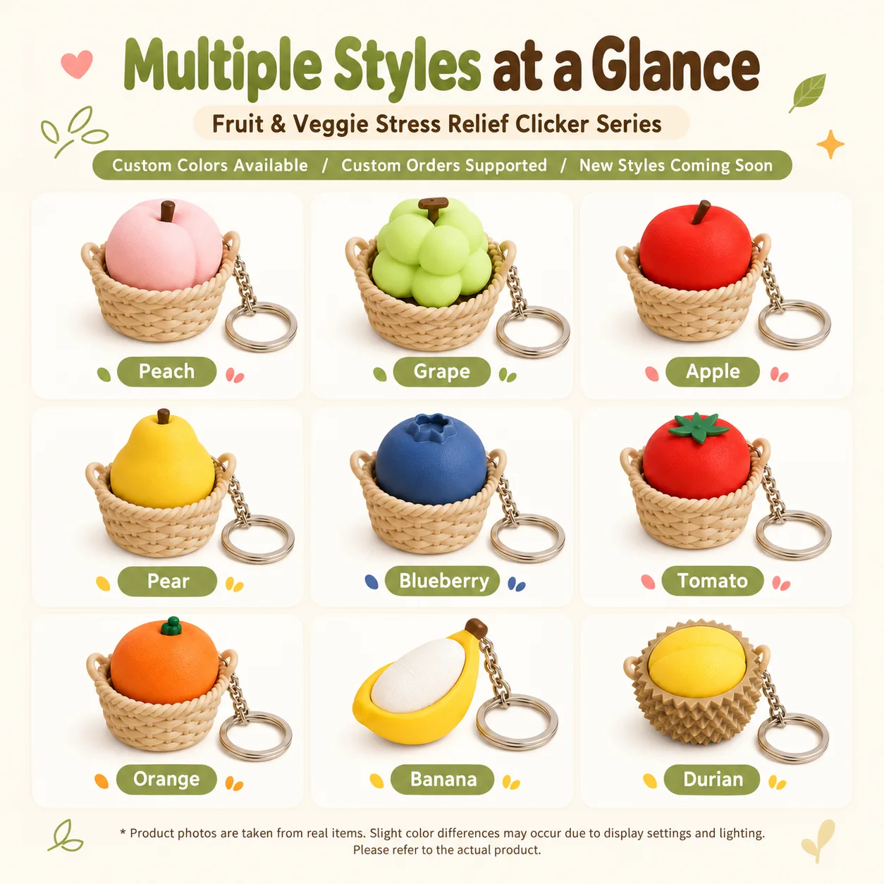 3D Printed Fruit & Veggie Clicker Keychain Squishy Toy Wholesale Squishy Toy 2