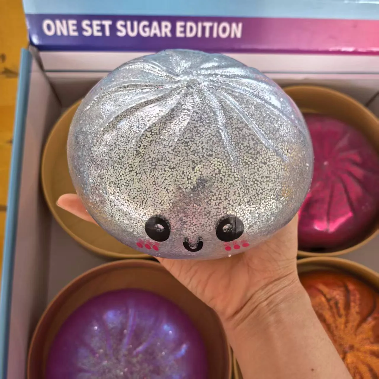 Large 15cm Steamer Bun Squishy Toy Glitter Dumpling Stress Relief Toy Wholesale Squishy Toy 3