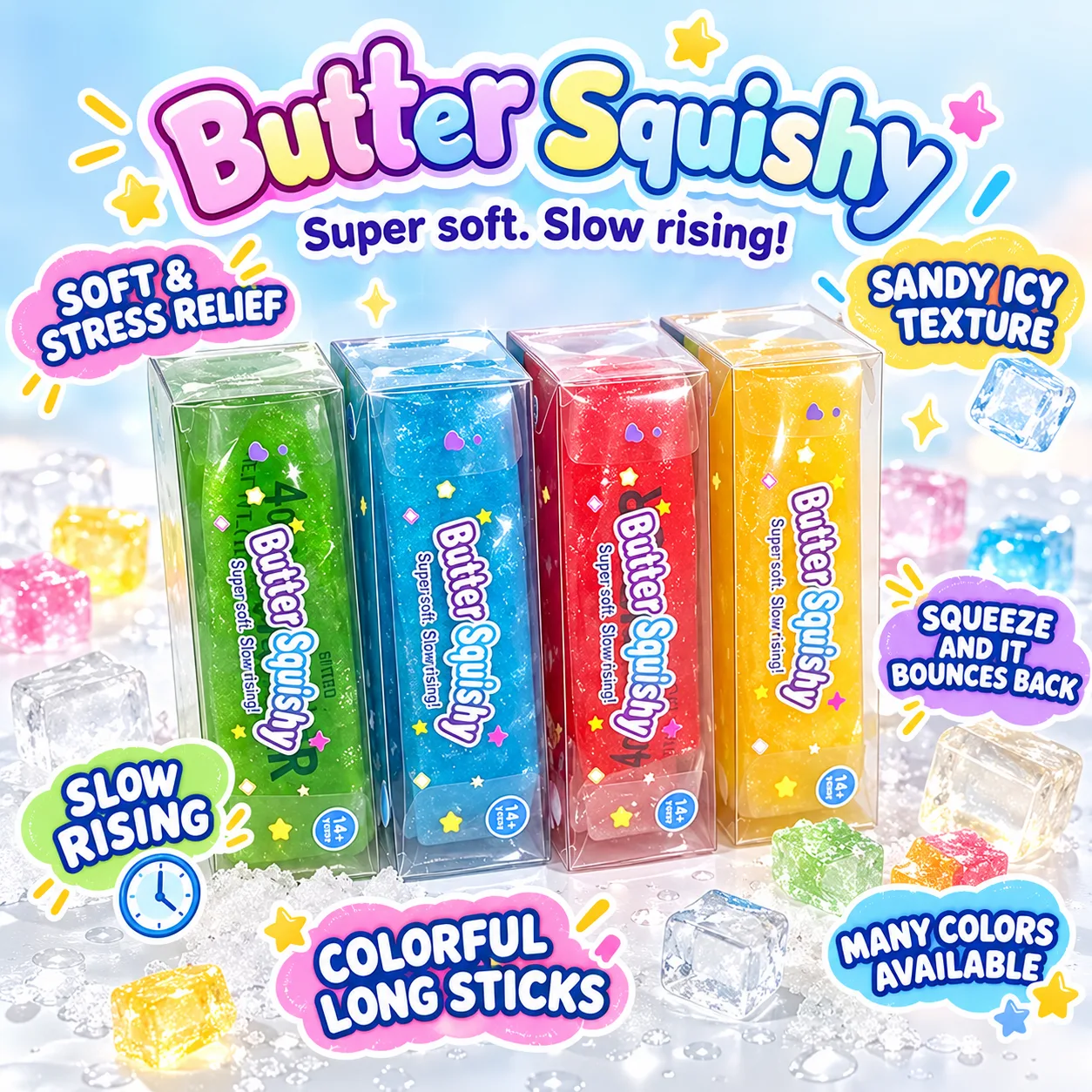 Butter Stick Squishy Toy Soft Slow Rising Stress Relief Toy with Glitter Beads Wholesale Squishy Toy 9