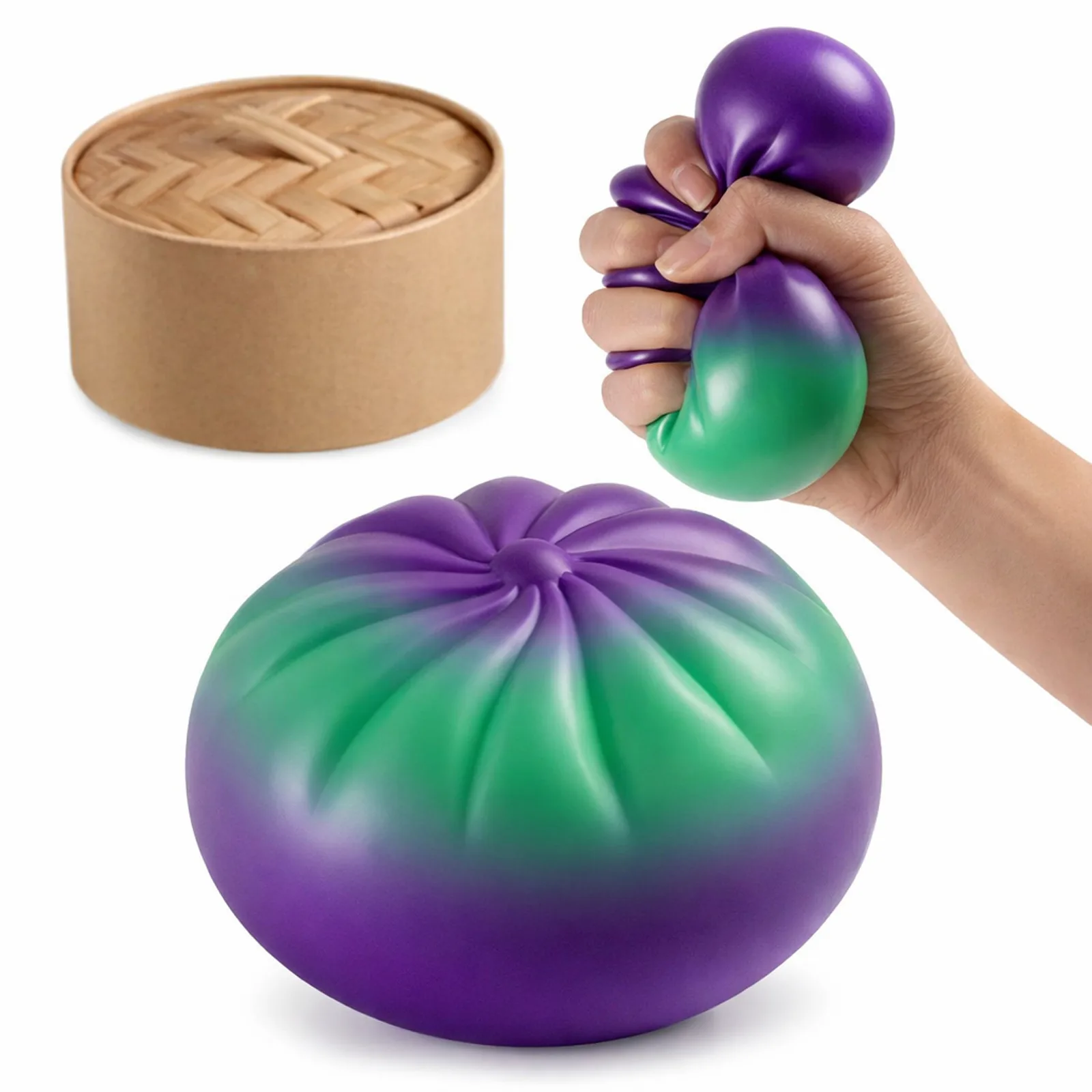 Rainbow Gradient Steamed Bun Dumpling Squishy Toy Soft TPR Stress Relief Toy Wholesale Squishy Toy 7