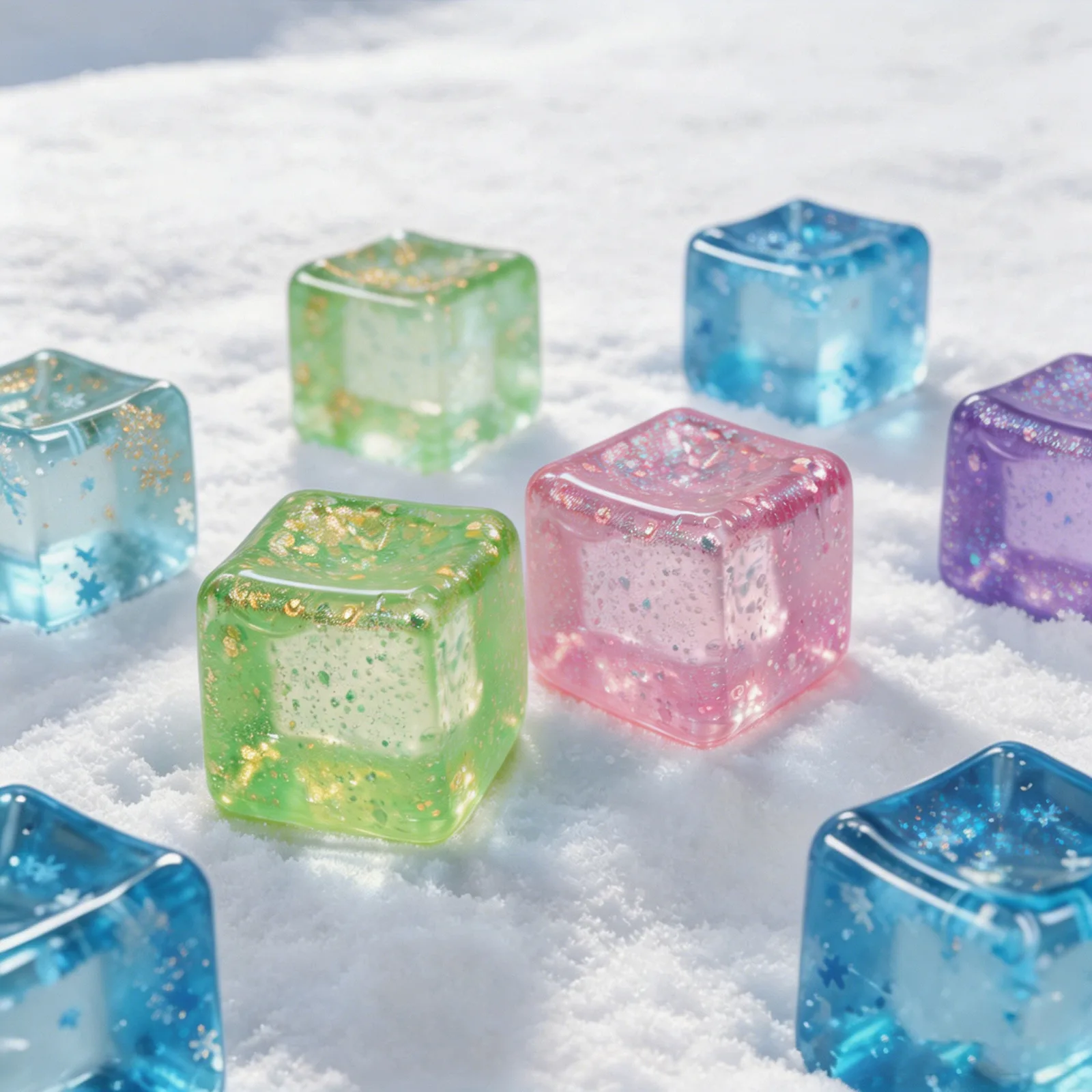 Glitter Ice Cube Squishy Toy Soft TPR Stress Relief Cube Wholesale Squishy Toy 9