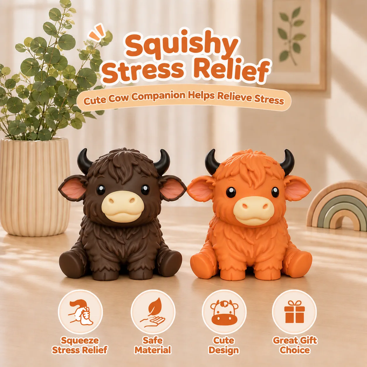 Highland Cow Squishy Stress Relief Toy