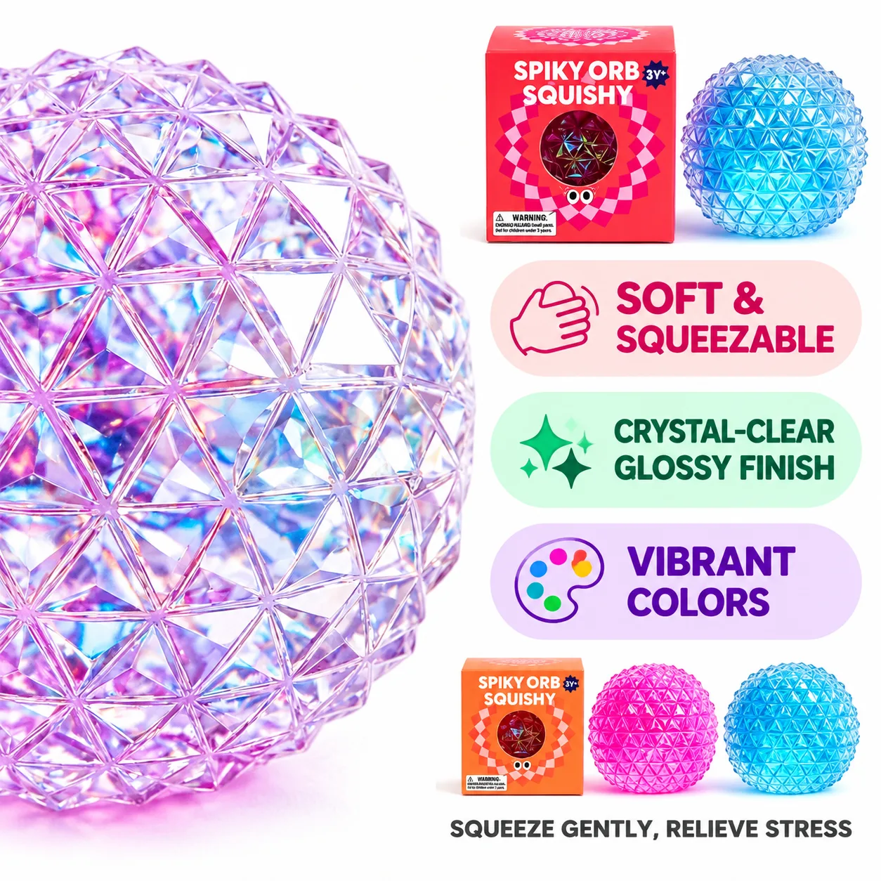 Diamond Squishy Ball Faceted Slow-Rising Stress Relief Toy Wholesale Squishy Toy 2