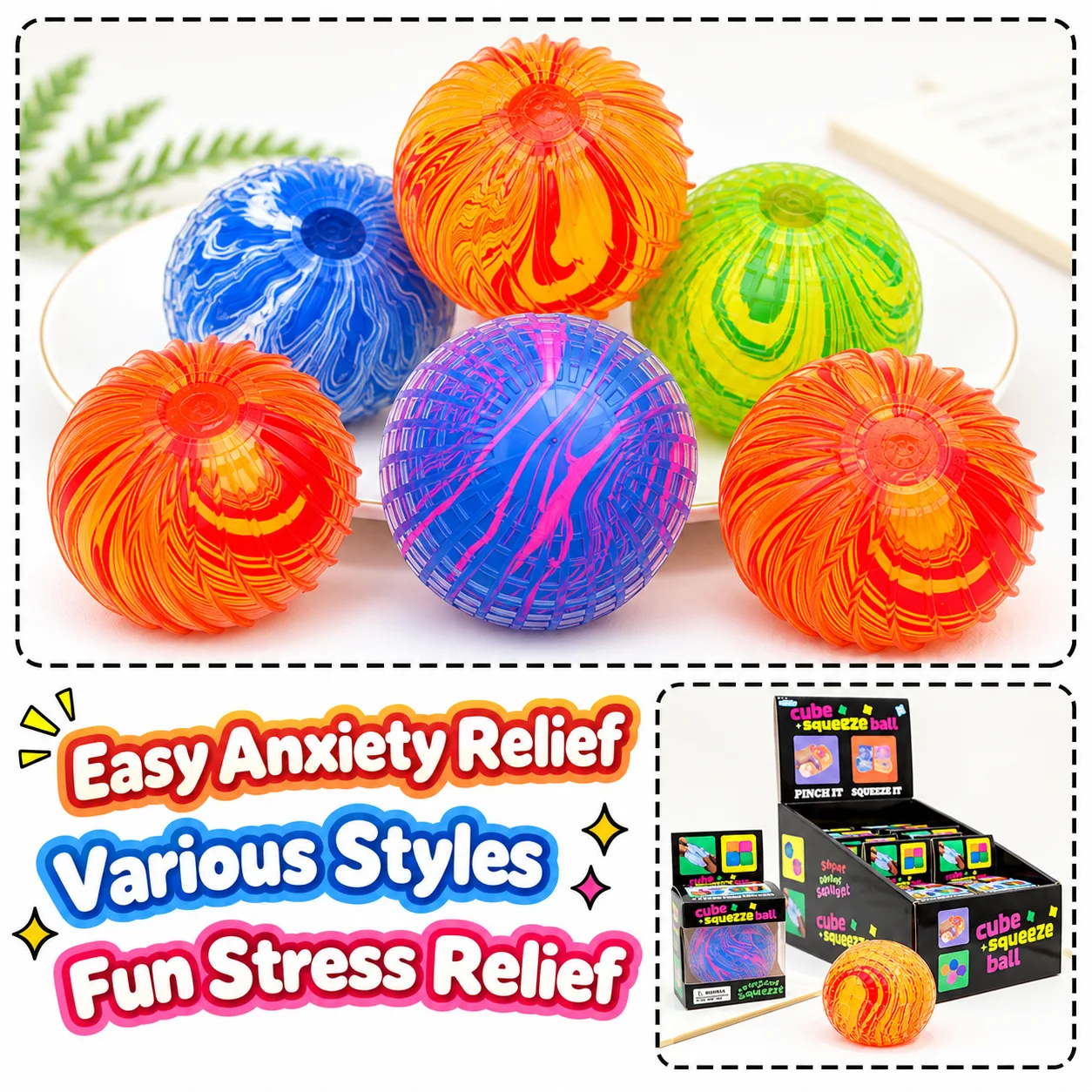 Marbled Squishy Stress Ball Soft TPR Slow Rebound Hand Grip Toy Wholesale Squishy Toy 8