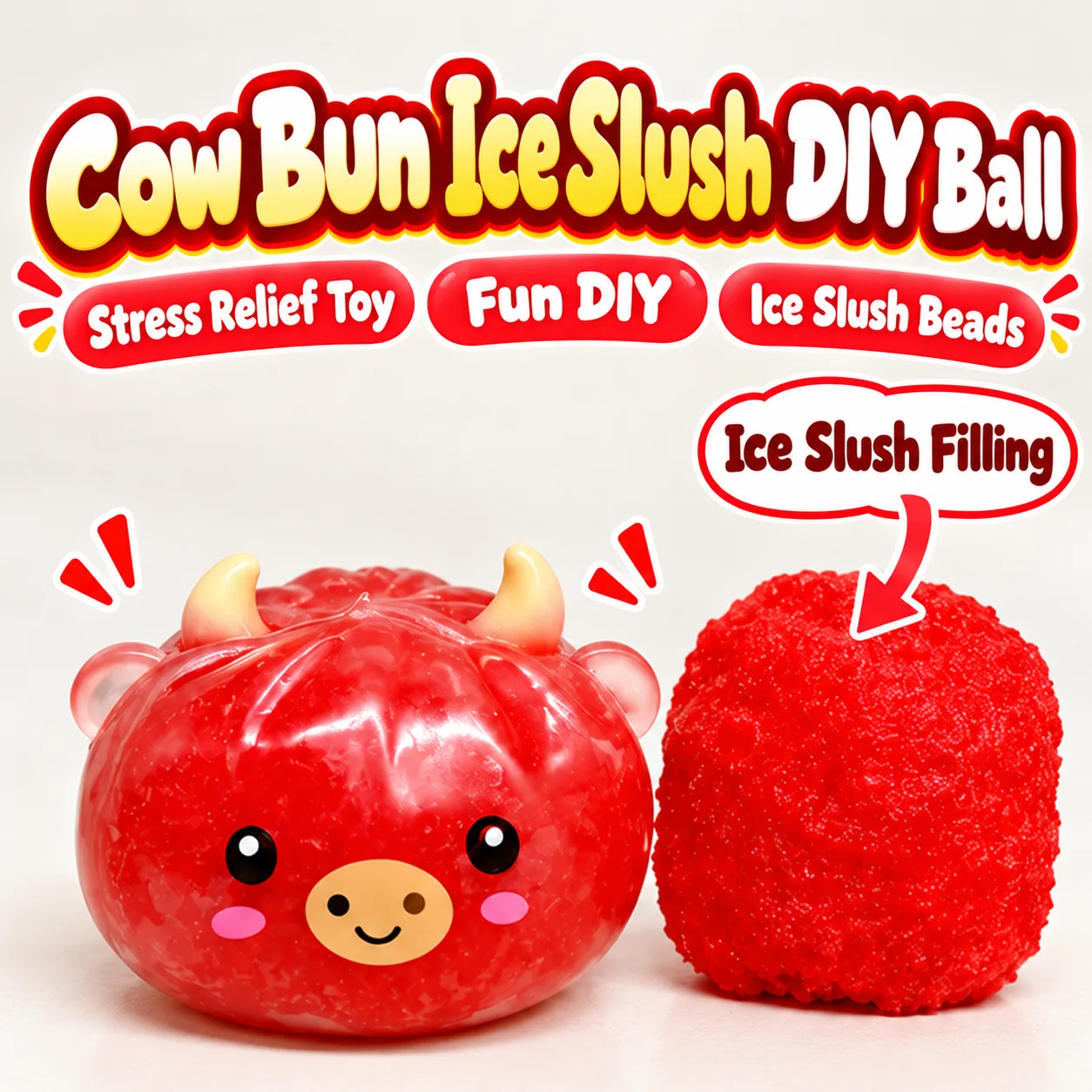 Cow Bun Ice Slush DIY Squishy Ball Crunchy Stress Relief Toy Wholesale Squishy Toy 2