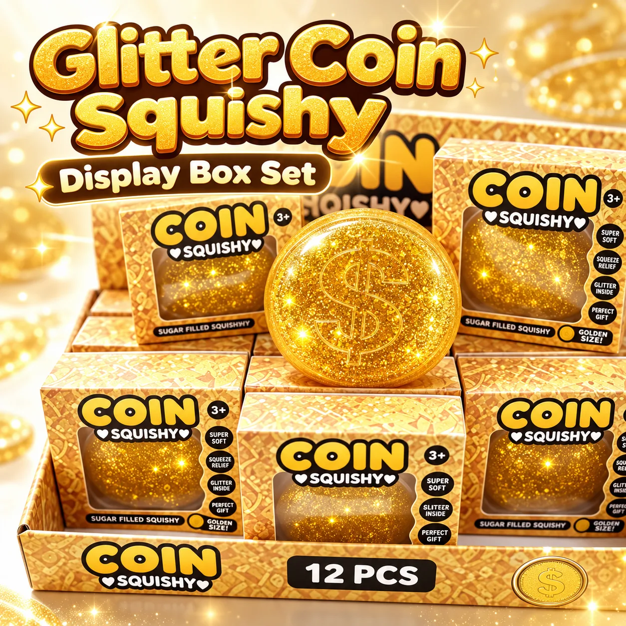 Gold Coin Glitter Squishy Toy Wholesale Gold Coin Glitter Squishy Toy Wholesale Squishy Toy