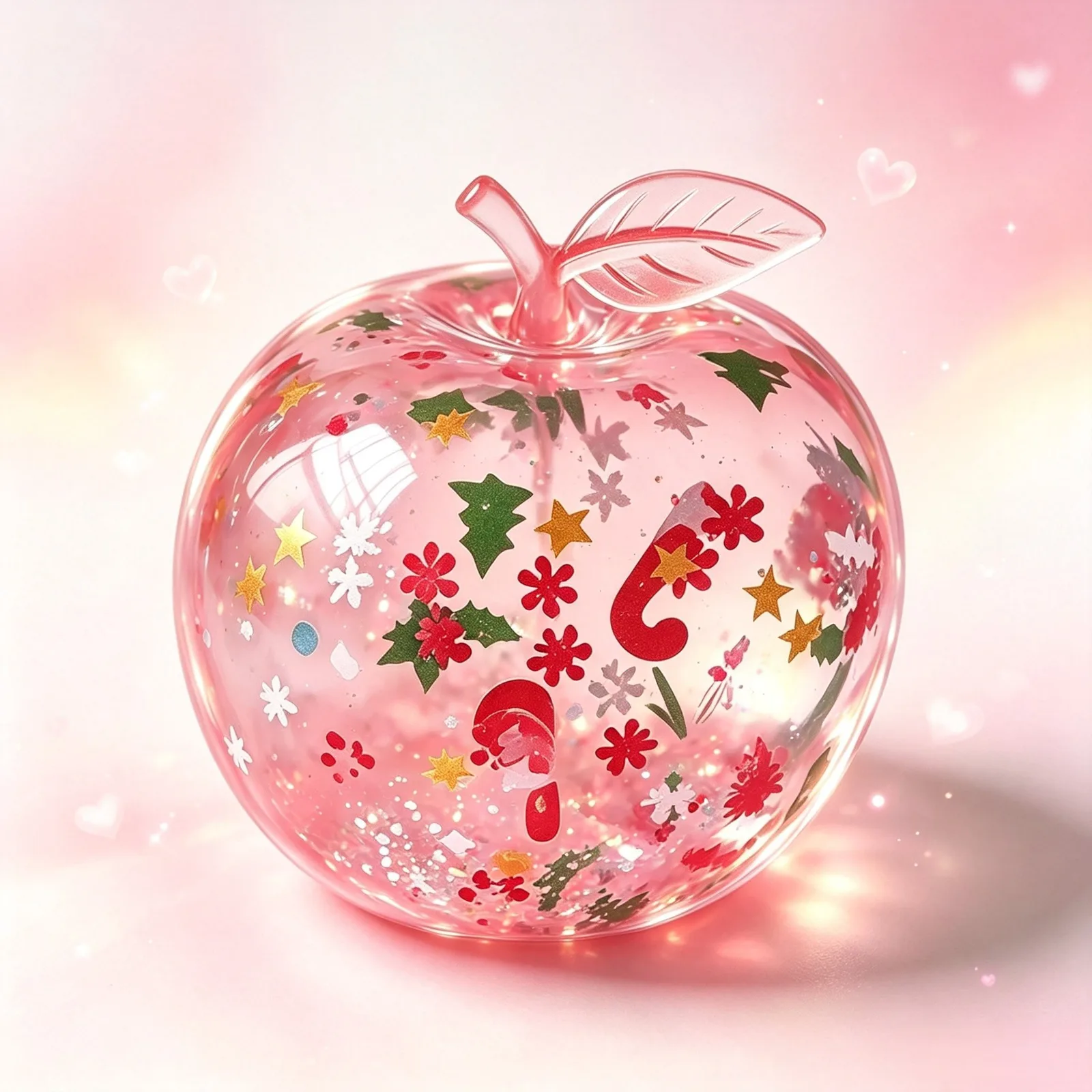 Christmas Apple Squishy Toy with Glitter and Festive Designs