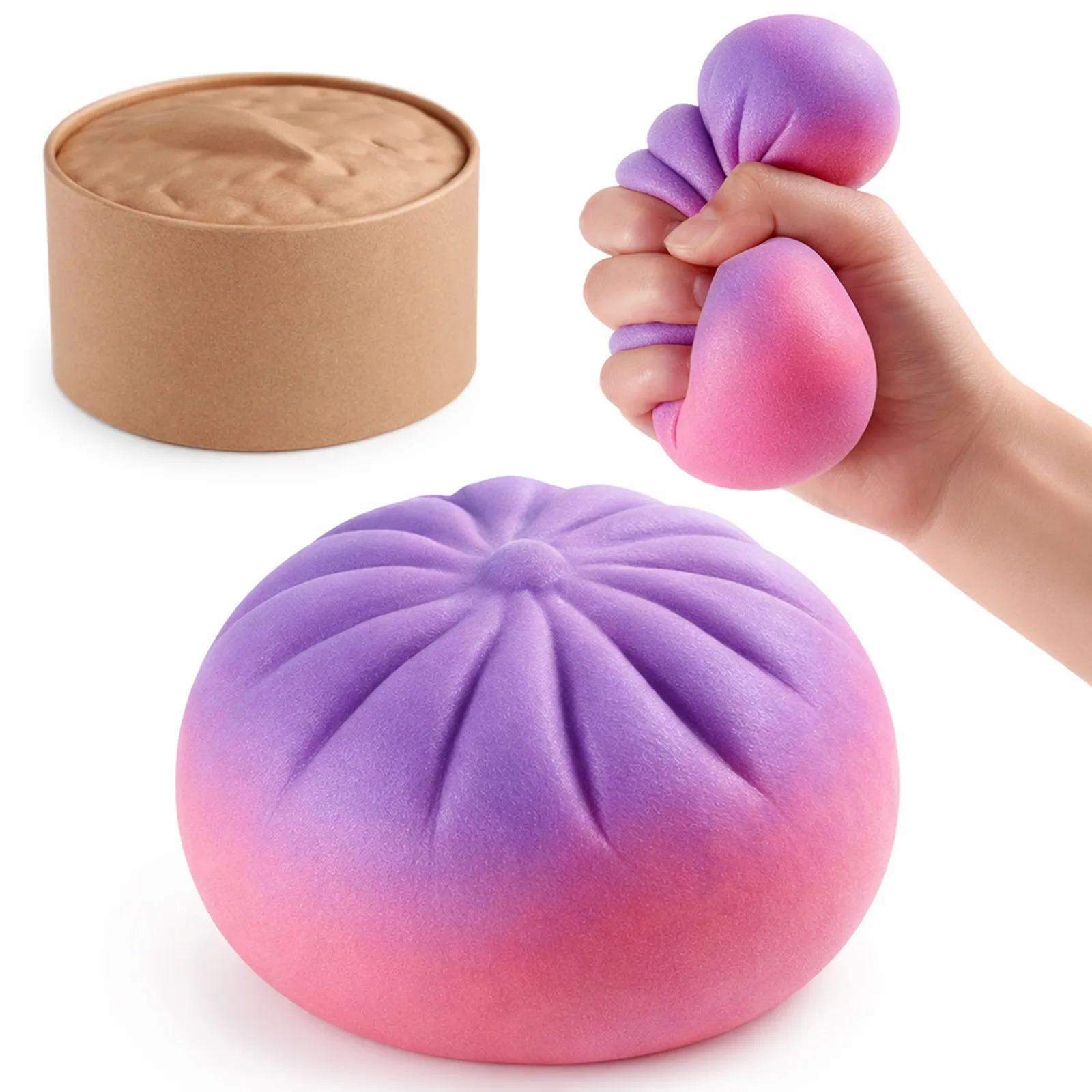 Rainbow Gradient Steamed Bun Dumpling Squishy Toy Soft TPR Stress Relief Toy Wholesale Squishy Toy 4