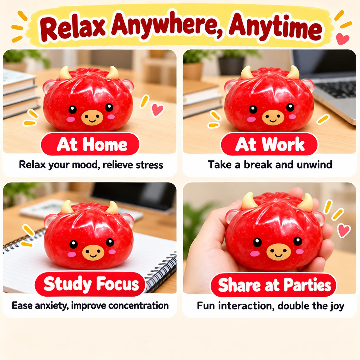 Cow Bun Ice Slush DIY Squishy Ball Crunchy Stress Relief Toy Wholesale Squishy Toy 6