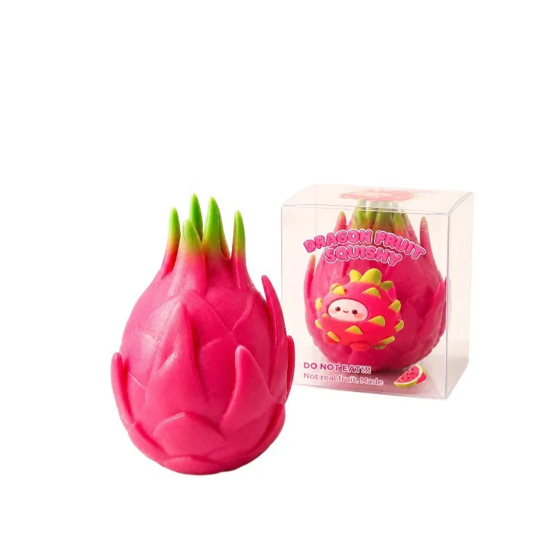Cute Dragon Fruit Squishy Toy Soft TPR Stress Relief Toy with Built-in Beads