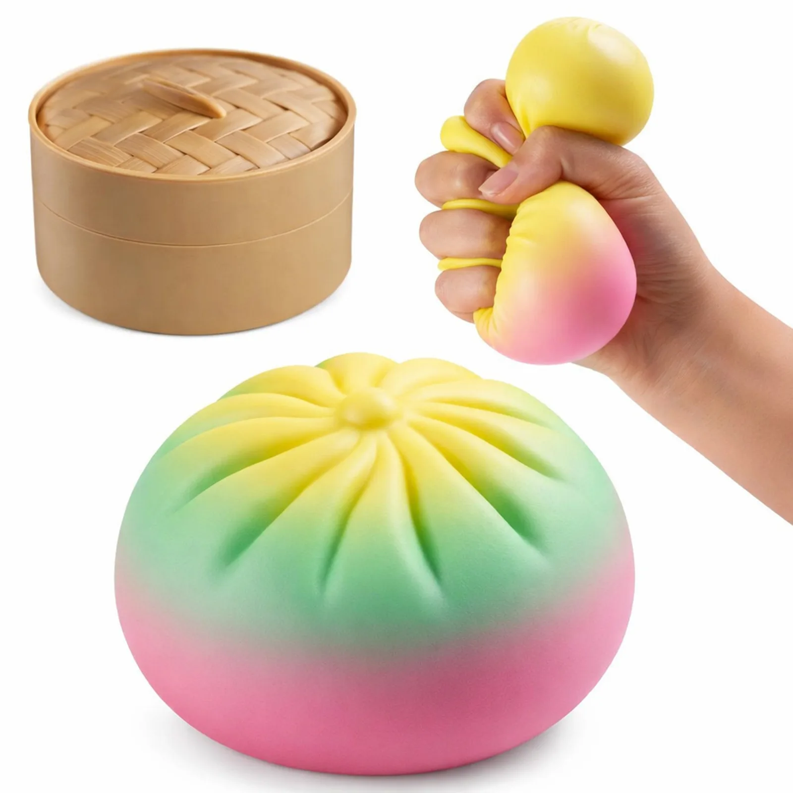 Rainbow Gradient Steamed Bun Dumpling Squishy Toy Soft TPR Stress Relief Toy Wholesale Squishy Toy 3