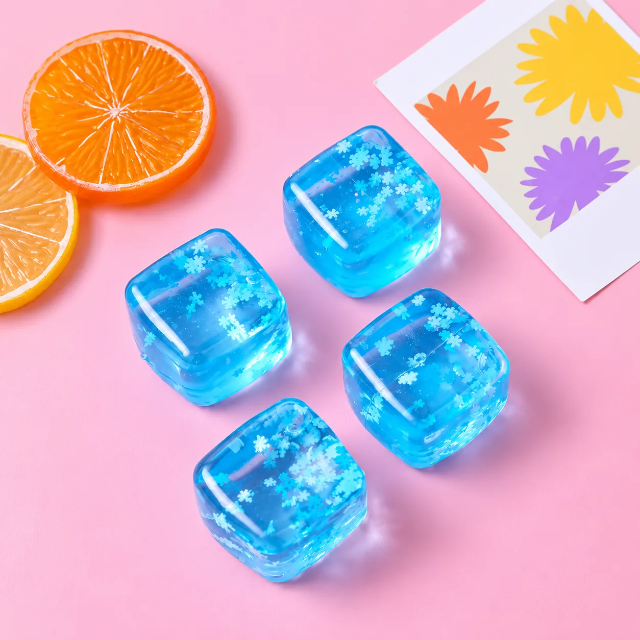 Translucent Blue Ice Cube Squishy Toy with Snowflake Filling Wholesale Squishy Toy 2