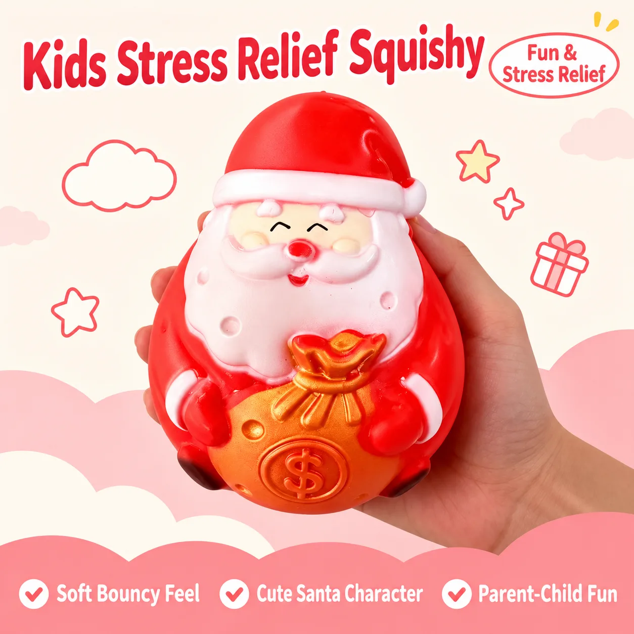 Jumbo Santa Claus Squishy Toy Slow-Rising Christmas Stress Relief Toy Wholesale Squishy Toy 4