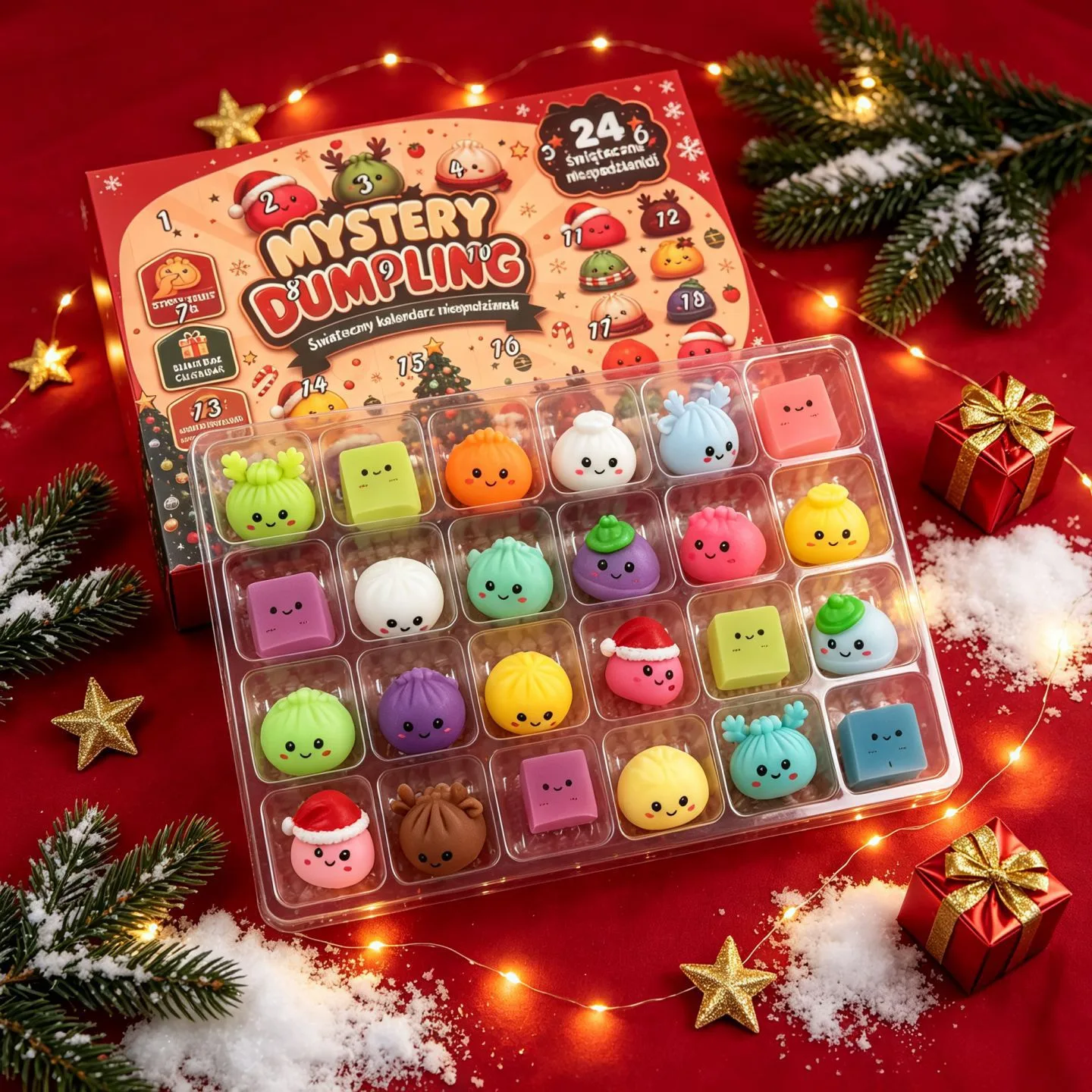 24-Day Christmas Countdown Advent Calendar Dumpling Squishy Blind Box DIY Toy Set Wholesale Squishy Toy 4